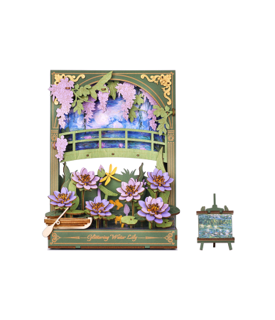 Puzzle 3D din Lemn pentru copii si adulti - Puzzle 3D, tablou, din lemn, Nuferi pe apa - Monet