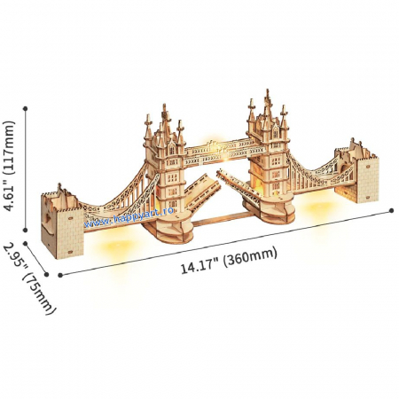 Puzzle 3D, Tower Bridge, lemn, cu lumini, 113 piese, TG412 [3]