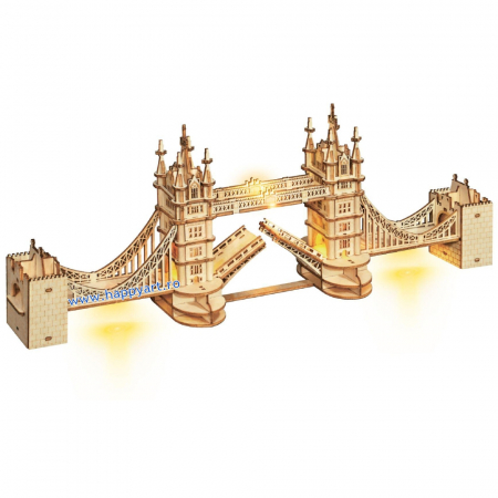 Puzzle 3D, Tower Bridge, lemn, cu lumini, 113 piese, TG412 [0]