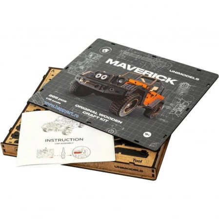 Puzzle din lemn 3D, Masina Maverick, 265 piese, scara 1-18 [5]