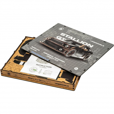 Puzzle din lemn 3D, Masina Stallion GT, 248 piese, scara 1-18 [6]