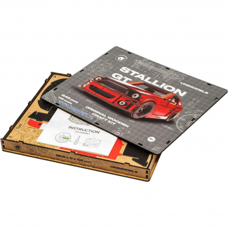 Puzzle din lemn 3D, Masina Stallion GT, 248 piese, scara 1-18 [6]