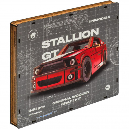Puzzle din lemn 3D, Masina Stallion GT, 248 piese, scara 1-18 [5]