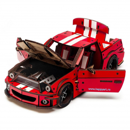 Puzzle din lemn 3D, Masina Stallion GT, 248 piese, scara 1-18 [3]
