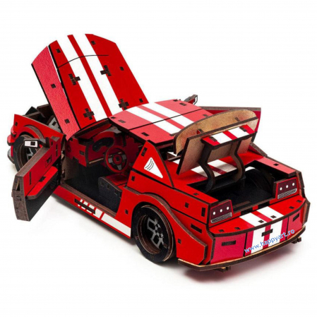 Puzzle din lemn 3D, Masina Stallion GT, 248 piese, scara 1-18 [4]