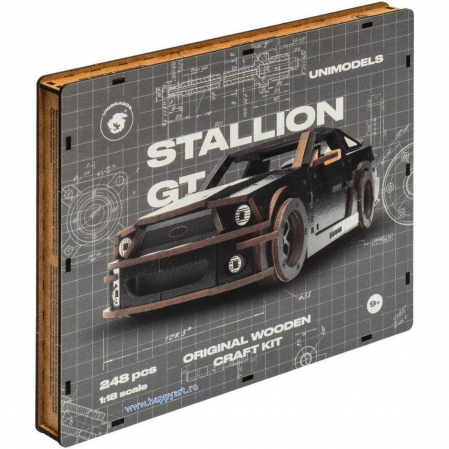 Puzzle din lemn 3D, Masina Stallion GT, 248 piese, scara 1-18 [5]