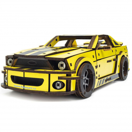 Puzzle din lemn 3D, Masina Stallion GT, 248 piese, scara 1-18 [9]