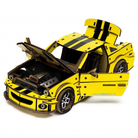Puzzle din lemn 3D, Masina Stallion GT, 248 piese, scara 1-18 [12]