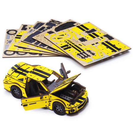Puzzle din lemn 3D, Masina Stallion GT, 248 piese, scara 1-18 [16]