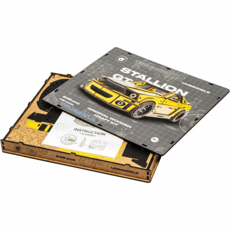 Puzzle din lemn 3D, Masina Stallion GT, 248 piese, scara 1-18 [15]