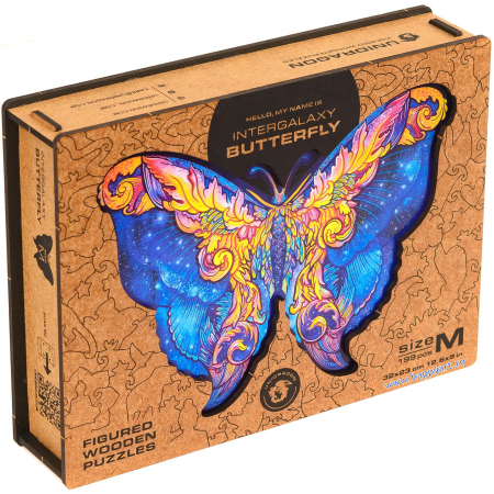 Puzzle 3D din Lemn pentru copii si adulti - Puzzle Fluture Intergalaxy, din lemn, Unidragon
