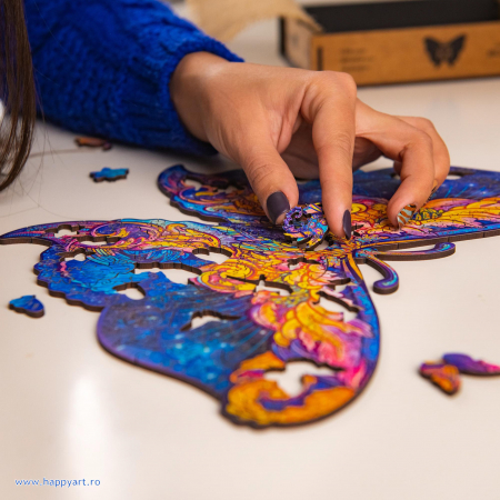 Puzzle Fluture Intergalaxy, din lemn, Unidragon [4]
