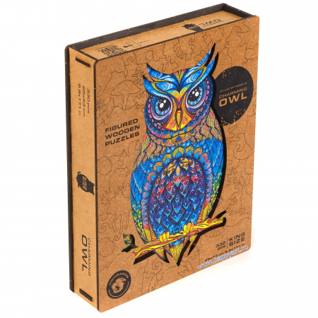 Puzzle 3D din Lemn pentru copii si adulti - Puzzle lemn, Bufnita fermecatoare, Unidragon