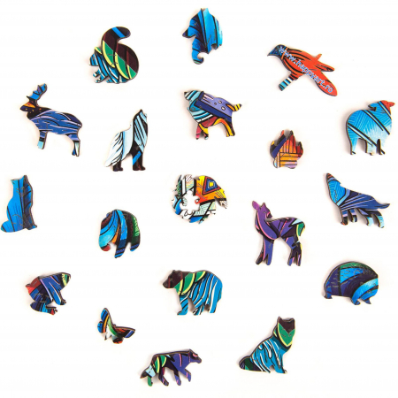 Puzzle Lup albastru, din lemn, Unidragon [4]