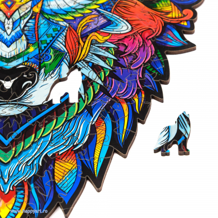 Puzzle Lup albastru, din lemn, Unidragon [2]