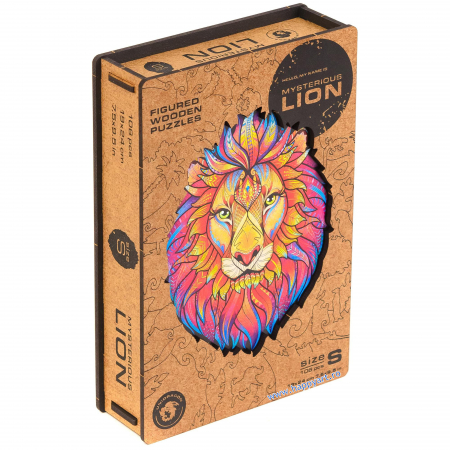 Puzzle 3D din Lemn pentru copii si adulti - Puzzle Leu misterios, din lemn, Unidragon