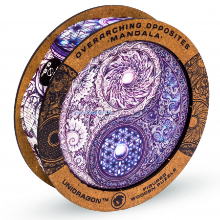 Puzzle 3D din Lemn pentru copii si adulti - Puzzle Mandala Yin Yang, din lemn, Unidragon