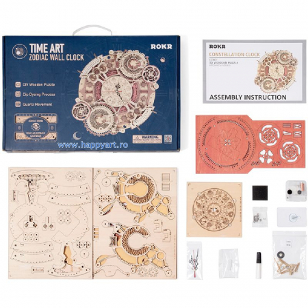 Puzzle mecanic 3D, Ceas calendar Masina timpului, lemn, 250 piese, LC801 [5]
