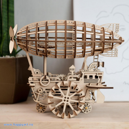 Puzzle mecanic 3D, Dirijabil steampunk, lemn, 229 piese, LK702 [11]