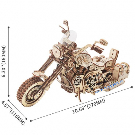 Puzzle mecanic 3D, Motocicleta cruiser, lemn, 420 piese, LK504 [7]