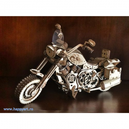 Puzzle mecanic 3D, Motocicleta cruiser, lemn, 420 piese, LK504 [9]
