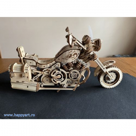 Puzzle mecanic 3D, Motocicleta cruiser, lemn, 420 piese, LK504 [10]