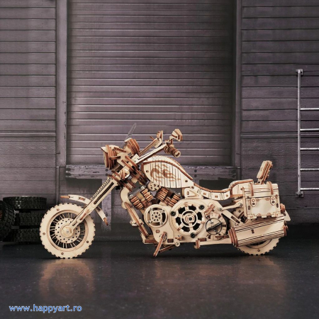 Puzzle mecanic 3D, Motocicleta cruiser, lemn, 420 piese, LK504 [8]