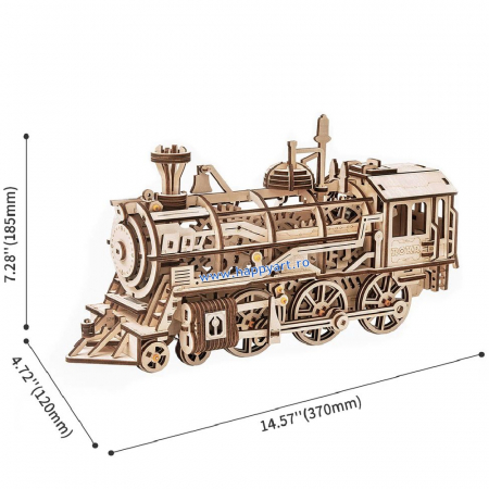 Puzzle mecanic 3D, Locomotiva, lemn, 350 piese, LK701 [8]