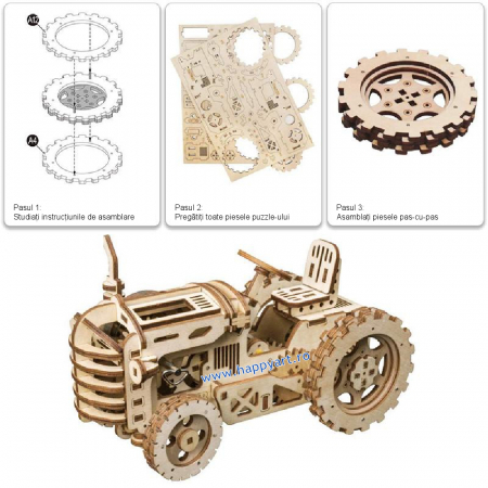 Puzzle mecanic 3D, Tractor, lemn, 135 piese, LK401 [4]