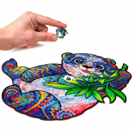 Puzzle Panda cuminte, din lemn, Unidragon [1]