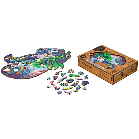 Puzzle Panda cuminte, din lemn, Unidragon [4]