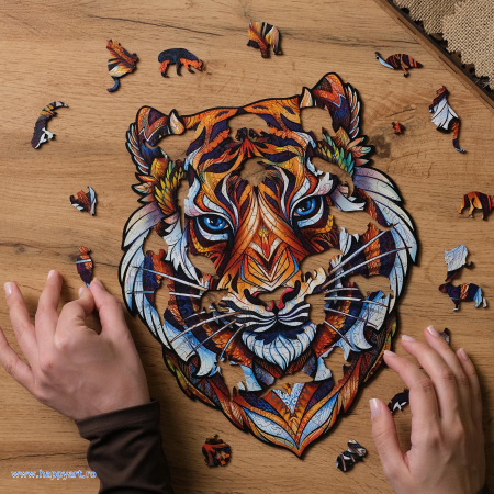 Puzzle Tigru simpatic, din lemn, Unidragon [3]