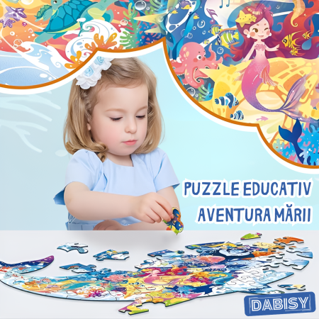 Puzzle podea DABISY AVENTURA MARII, 277 piese, tematica oceane, albastru, 60x42cm, plus 2 figurine din carton [1]