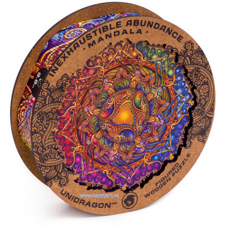 Puzzle 3D din Lemn pentru copii si adulti - Puzzle Mandala Abundenta Inepuizabila, din lemn, Unidragon