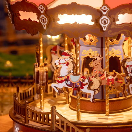 Puzzle 3D, Cutie muzicala, Classic Carousel, lemn, 265 piese [3]