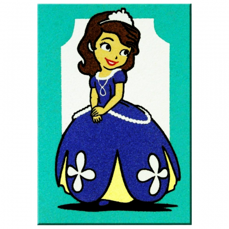 Sofia Intai de colorat, Disney, Set creativ pictura cu nisip colorat, 2 planse 16,5 x 23,5 cm, 15 tuburi nisip multicolor, 1 penseta, 2 folii protectie, + 3 ani [2]