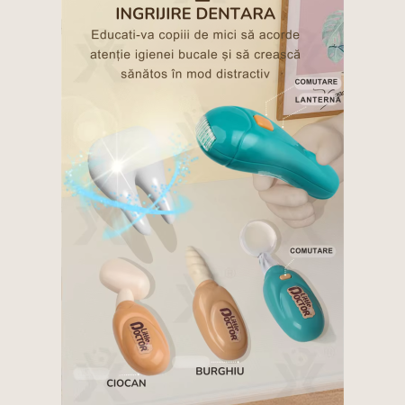 Set de Joaca Carucior Medical Mobil pentru copii, DABISY, 26 accesorii, cu sunete si lumini, Stetoscop, Ecran cu raze x, ECG, Termometru electronic, Tensiometru, Seringa, Radiografii, alb [7]