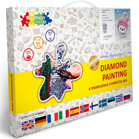 Set Goblen cu diamante, cu sasiu, Soricel, 20x30 cm, 23 culori [3]