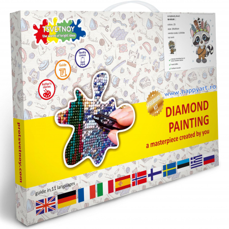 Set Goblen cu diamante, cu sasiu, Ratonul Indian, 20x30 cm, 25 culori [2]