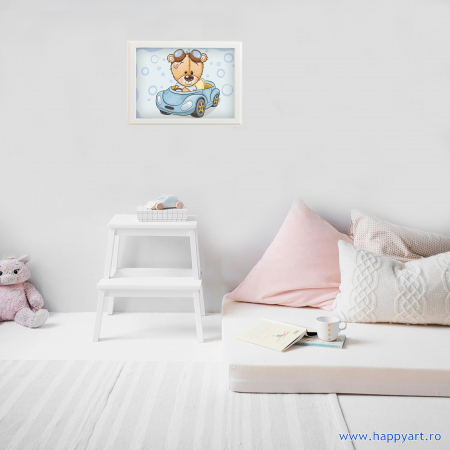 Set Goblen cu diamante, cu sasiu, Ursuletul TEDDY in masina, 20x30 cm, 10 culori [1]