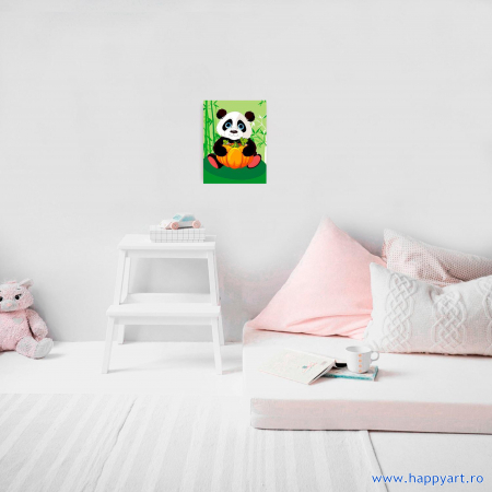 Set Goblen cu diamante, cu sasiu, Panda cu Dovleac, 17x22 cm, 12 culori [1]