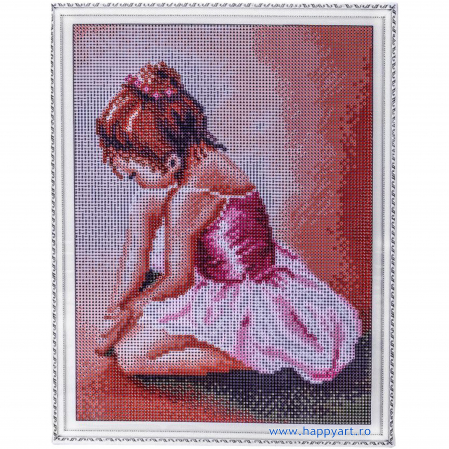 Set Goblen cu diamante, cu sasiu, Balerina Baby, 30x40 cm, 21 culori [1]