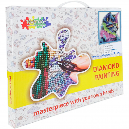 Set Goblen cu diamante, cu sasiu, Pisoi Colorat, 40x50 cm, 30 culori [3]
