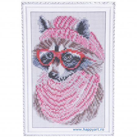Set Goblen cu diamante, cu sasiu, Raton cu ochelari, 20x30 cm, 19 culori [1]