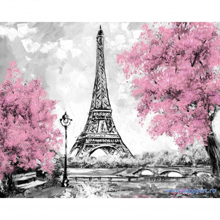 Set Goblen cu diamante, cu sasiu, Turnul Eiffel Inflorit, 40x50 cm, 15 culori [0]