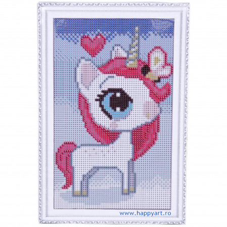 Set Goblen cu diamante, cu sasiu, Unicorn Magic, 20x30 cm, 14 culori [1]