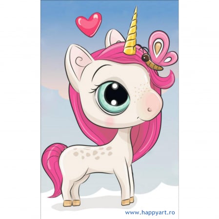 Goblenuri cu diamante - Set Goblen cu diamante, cu sasiu, Unicorn Magic, 20x30 cm, 14 culori