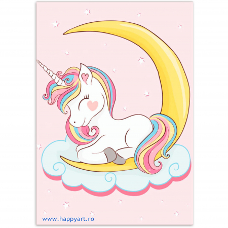 Goblenuri cu diamante - Set Goblen cu diamante, cu sasiu, Dreaming Baby Unicorn, 20x30 cm, 14 culori