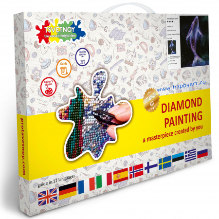 Set Goblen cu diamante, cu sasiu, Balena Spatiala, 40x50 cm, 20 culori [2]