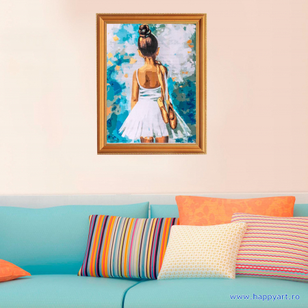 Kit Pictura pe numere balerina, cu sasiu, Mica Balerina, 40x50 cm, 24 culori [2]